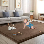 Baby Play Mat for Floor Tummy Time Mat Nursery Muscle Area Playroom Rug Tatami 79"x138" Memory Foam 1.3" Thick Crawling For Babies,Toddlers, Infants, Kids,Floor,Coffee