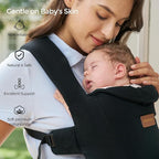 Momcozy Newborn Carrier WeeSnug- Lightweight and Cozy Comfort for 7-25 lbs, Ergonomic Cross-Back Support, Effortless to Put On, Hands-Free Baby Carrier with Lumbar Support, Black