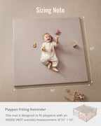 Blissful Diary Vegan Leather Baby Play Mat, 50x50 Thicken Foam Cushioned & Waterproof Playpen Mat for Infants and Toddlers, Stylish and Just Wipe-Clean Playmat for Baby Play on Floor, Taupe