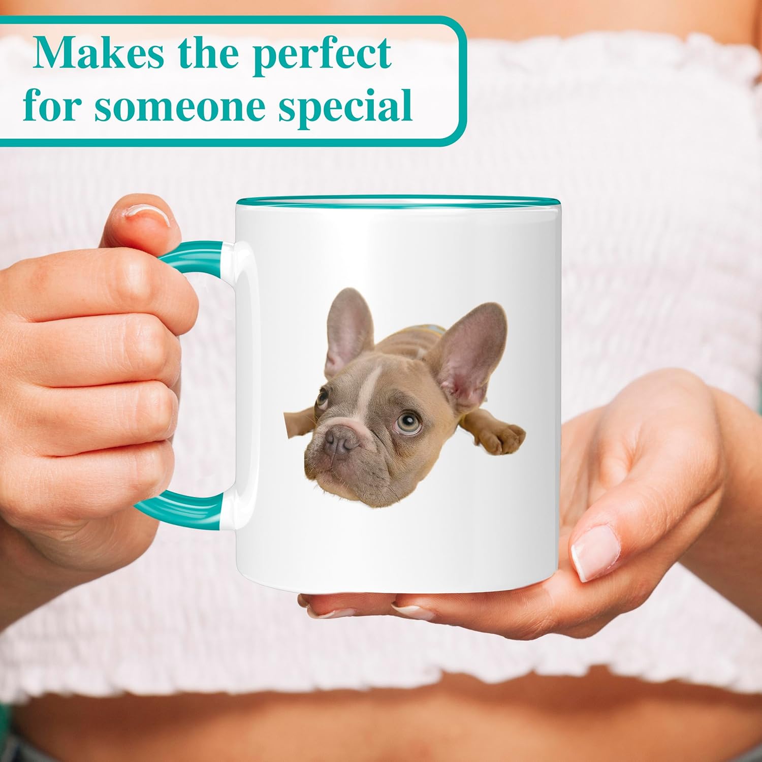 Personalized Mother's Day Coffee Mug, Custom Mum Photo Text 11 Oz Ceramic Mug, Customized Mom Gift Idea Picture Name Cup, Taza Cafe Personalizadas Fotos, Cute Gifts Mom Women Dad Men, Teal