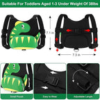 Accmor Toddler Harness Leash + Anti Lost Wrist Link, Cute Dinosaur Kids Harness with Leash, Adorable Child Harness Leash Wristband Strap Belt Protector for Baby Boys Girls to Outdoor Travel