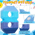 Sratte Number 1 2 3 4 5 6 7 8 9 Piñata with Stick Blindfold Confetti, Gradient Blue Piñata for Kids Boys Girls Birthday Party Anniversary Decorations Supplies(Number 8)