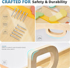 BlueWood 10-in-1 Pikler Triangle Set, Toddler Climbing Toys Indoor, Montessori Climber, Baby Jungle Gyms with Arch, Extra Rope Ladder & Footprint Balance Beam - Rose Garden