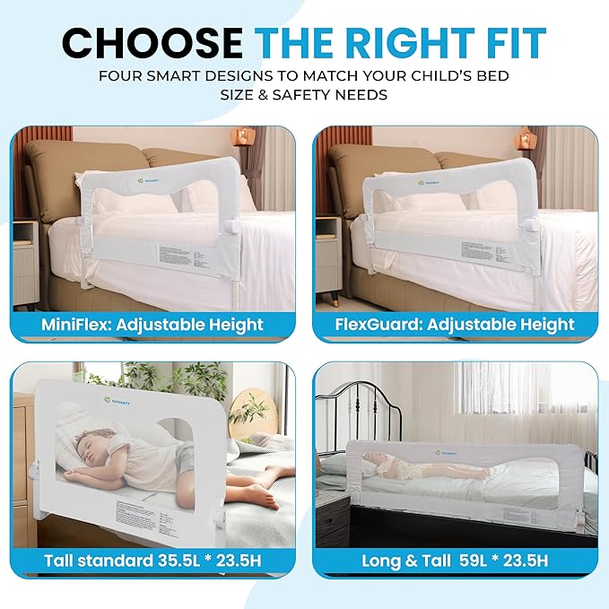 TotCraft Bed Safety Rails for Toddlers - Bed Rail Guard for Queen, King, Full Szie, Twin Mattress Bed (White, 35.5W*23.5H Inch (Regular Extra Tall))