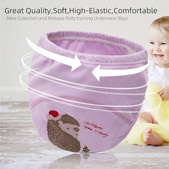 Joyo roy 6Pcs Potty Training Underwear 18-24 Months 100% Cotton Soft Absorbent Toddler Training Underwear Girls Waterproof Toddler Girl Panties Baby Pee Pants with Potty Sticker Chart for Kids
