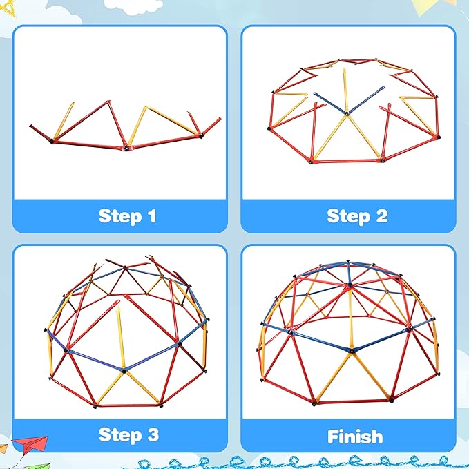 Climbing Dome, Outdoor Toddler Jungle Gym, 7 Ft Climbing Toys for Kids 3-8, Geometric Dome Climber Jungle Gym for Backyard, Outside Climb Dome for Kids Climber