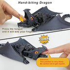 3D Printed Dragon with Wings, Fidget Dragon Toys, 3D Printed Animals, Flexible Articulated Winged Crystal Dragon Model,Home Office Decor Desktop Pet(Silk Black)