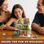 3 in 1 Coffee House Building Set with Light, 875 PCS City Cafe Shop Building Block Toy Architecture Construction Model for Adults Teens Kids Boys Girls Ages 8-12+