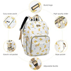 Diaper Bag Backpack, Diaper Bags for Baby Girls Boys, Baby Bags for Moms Dads, Nappy Changing Bag with Insulated Pockets,Multi-functional Waterproof Backpack with Stroller straps -Beige Banana