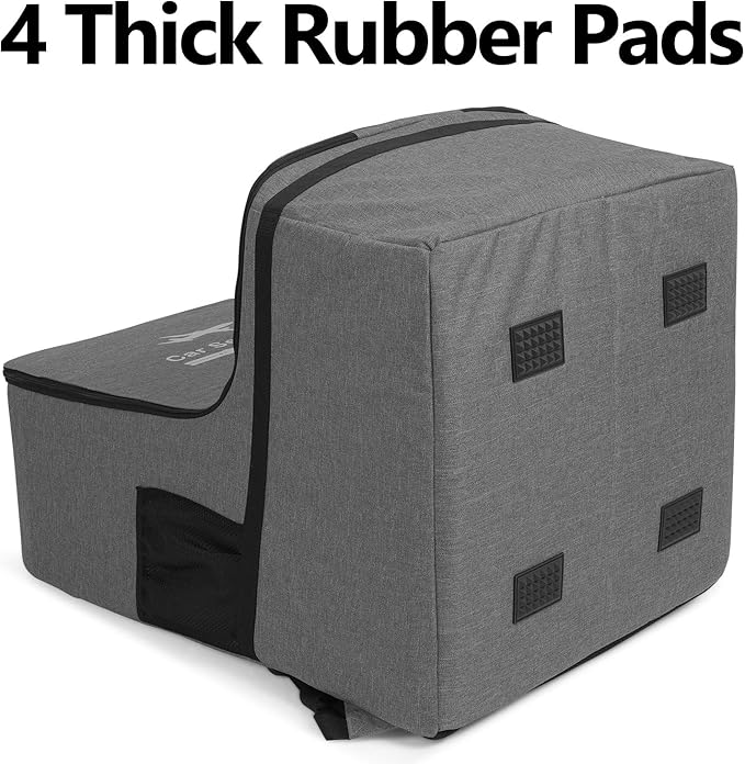 LUXJA Car Seat Travel Bag, Airplane Bag with Padded Backpack Straps and Adjustable Waist Straps for Travel (Fits Most Major Car Seat), Gray