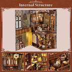 Book Nook Kit Music, DIY Miniature House Kit Book Nook, 3D Wooden Puzzle Bookshelf Insert Diorama Kit with Led Light for Teens and Adults (Timeless Melody)