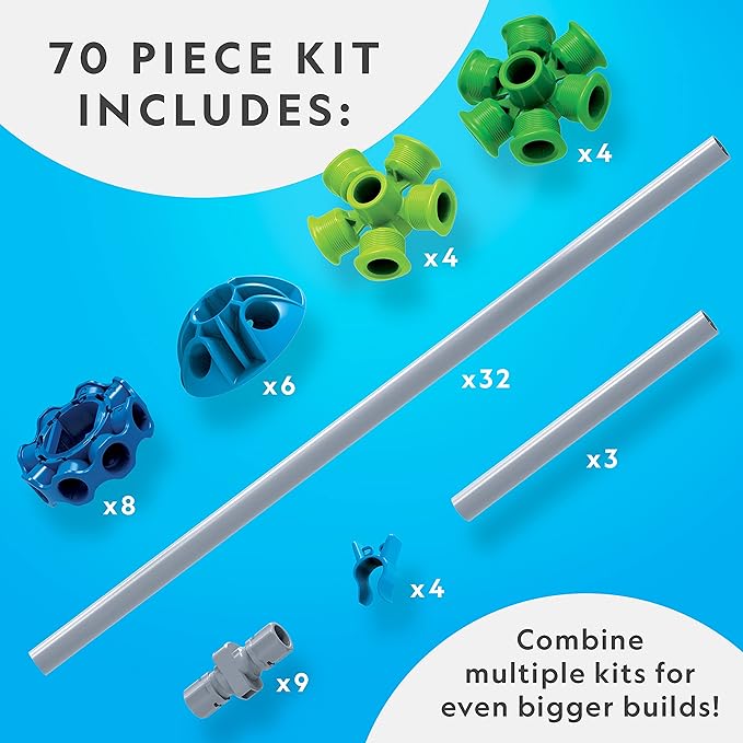 NATIONAL GEOGRAPHIC Kids Fort Building Kit - 70-Piece Indoor Fort Builder - Creative Play, STEM Building Toy, Building Kit for Kids 6-10, Blanket Fort Kit