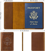 BIAOTIE Premium Leather Passport Holder Covers, Rfid Travel Wallet Passport Document Holder, Travel Essentials Wallet Cover Case for Men and Women (Brown)