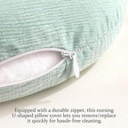 Nursing Pillow Covers, 2 Soft and Cosy Breastfeeding Pillow Covers for Standard Baby Nursing Pillows for Both Boys and Girls (Pink and Green)