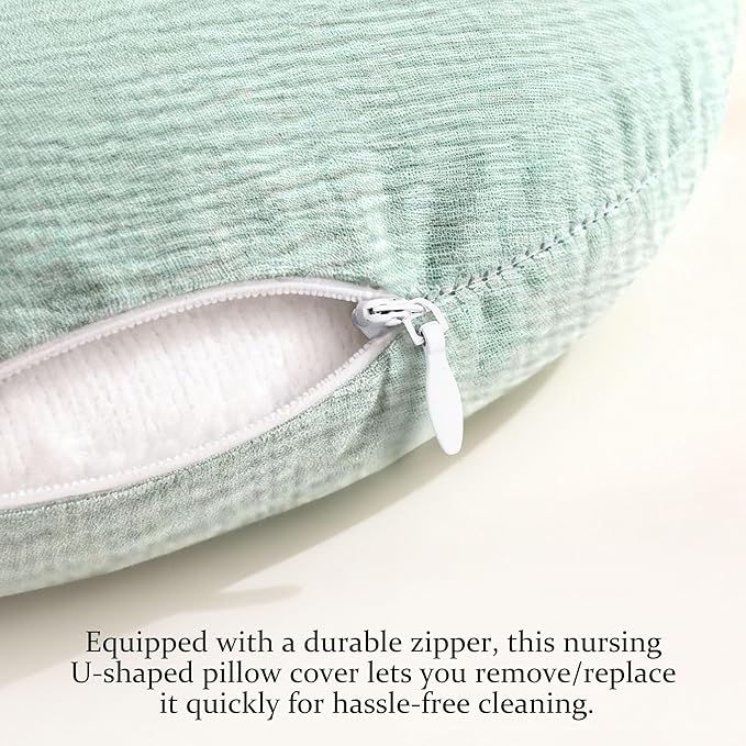Nursing Pillow Covers, 2 Soft and Cosy Breastfeeding Pillow Covers for Standard Baby Nursing Pillows for Both Boys and Girls (Pink and Green)
