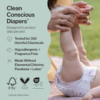 The Honest Company Clean Conscious Diapers for Delicate Skin | Up to 100% Leakproof | Hypoallergenic, Fragrance Free | Fall '25 Limited Edition Prints | Club Box, Size 1 (8-14 lbs), 78 Count