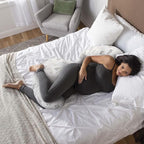 Boppy Total Body Pregnancy Pillow, Gray Wispy Leaves, Body Pillow for Prenatal and Postpartum Support, Removable Cover Included