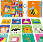 50 PCS First Word Flashcards, Double Sided Learning Cards Alphabet, Foods, Animals, Shapes, Colors, Vehicle, Body Parts with 2 Reclosable Rings, Learning Tool for Pre-K Kindergarten Toddlers