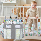 Accmor Changing Table Diaper Organizer, Hanging Diaper Caddy Organizer Stacker for Cribs Changing Table Playard Wall Baby Essentials Storage, Grey