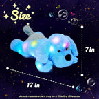Hopearl LED Musical Stuffed Puppy Lighting Up Singing Plush Dog Adjustable Volume Lullaby Animated Soothe Birthday Festival for Kids Toddler Girls, Blue, 17''