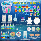 LED Night Light Up, Magic Water Fairy Craft Kit for Kid, Glow-in-The-Dark Magic Gel Water Pets Squishy Kit, Aqua DIY Elf with 18 Molds,100ml Gels, 5000ml Bucket Birthday Gift Make Your Own Sea World