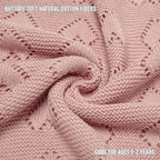 Heirloom Knit Heart Swaddling Blanket for Girls - 100% Luxury Cotton Baby Blanket - Soft Warm Swaddle Receiving Crib Receiving Blanket for Newborns Infants & Toddlers (Pink)