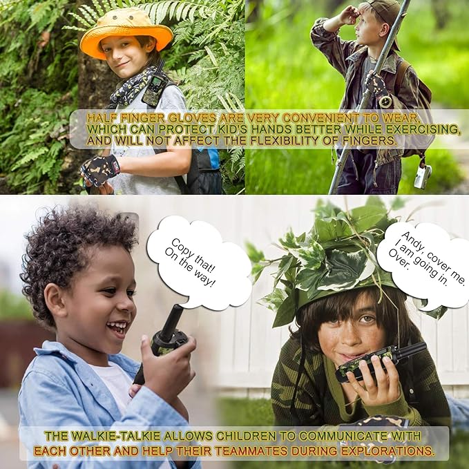 Kids Walkie Talkies Boys Toys Gifts for Kids Aged 5-12 Outdoor Toys 3 Miles Long Range 22 Channel 2 Way Radio fit Adventure Game Hunt Camp Toys 6 7 8 9 Years Old Boys Gifts