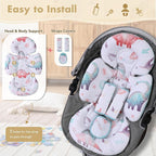 Infant Car Seat Insert, 2-in-1 Head & Body Carseat Support for Baby Newborn Toddler with Strap Covers, Reversible Ultra-Soft Cushion for Baby Carseat, Stroller, Swing & Bouncer