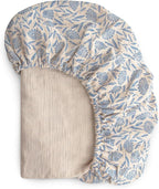 mushie Extra Soft Muslin Fitted Crib Sheet | 192 Thread Count | 28"x 52" (Blue Flowers)