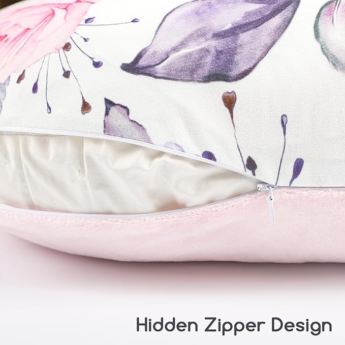 Nursing Pillow Cover 1 Pack, Minky Removable Nursing Pillowcase for Breastfeeding Pillows, Reversible Feeding Slipcover for Baby Boys/Girls, Super Soft Comfortable (Stylish Floral)