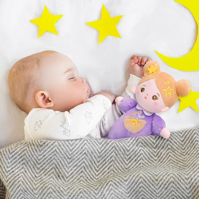 OUOZZZ Soft Baby Doll for 1 Year Old Girl Gifts - Toys for 1 Year Old Birthday Christmas Plush Gift for Toddler Adorable First Doll Daisy Purple 10"