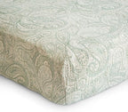 mushie Extra Soft Muslin Fitted Crib Sheet | 192 Thread Count | 28"x 52" (Green Paisley)