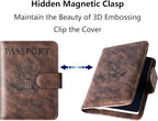 Airtag Passport Holder Cover Wallet Travel Essentials Leather Rfid Blocking Case Vacation Luggage Must Haves Travel Accessories for Men Women (117#Coffee)