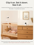 Dr.Care VistaView 5” Smart WiFi Baby Monitor with Clip Mount - 2K HD Camera, App Control, Cry & Motion Alerts, Night Vision, 5000mAh Battery, 2-Way Talk, Multi-User, Triple Security