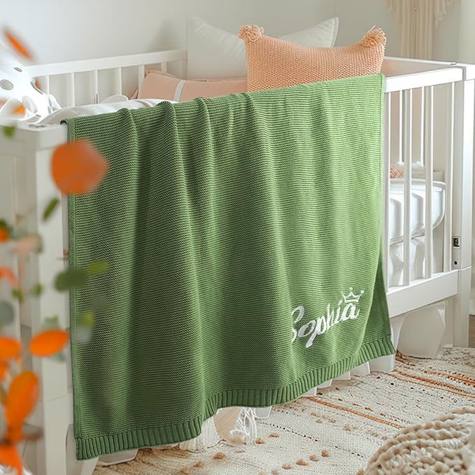 Personalized Baby Name Blanket, Custom Knit Blanket Embroidered with Name, 30x40in Custom Baby Gifts for Boys and Girls, Newborn for Boy/Girl