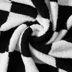 WRENSONGE Checkered Throw Blanket, Black and White Soft Cozy Fluffy Warm Hand Made Throw Blankets for Couch, Sofa, Chair, Bed, Camping, Picnic, Travel Lightweight Bed Blanket - 50"*70"