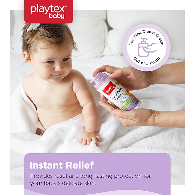Playtex Baby Diaper Rash Cream, 5.6 oz. Pump Bottle, Dermatologist Tested 40% Zinc Oxide Diaper Cream, Fragrance Free, Hypoallergenic, Free of Dye, Parabens and Phthalates