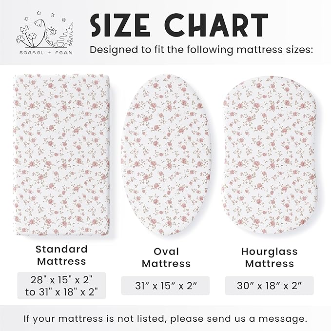 Baby Bassinet Sheets Girl (Juliette) 2-Pack - Fitted Bedside Bassinet Sheets - Buttery Soft Cotton Blend for Standard Bassinet Mattress Pad - Compatible with Halo Bassinest