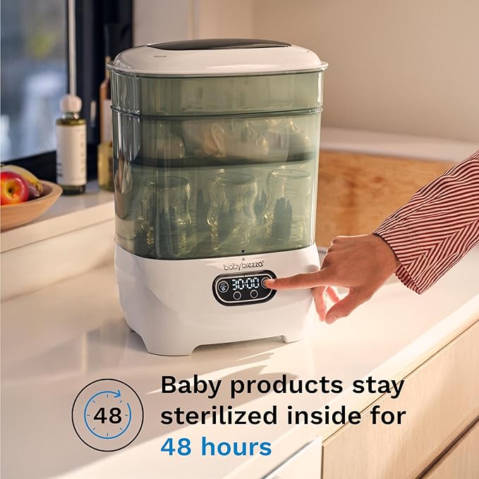 Baby Brezza Bottle Sterilizer and Dryer Advanced – 33% Faster - Largest Capacity Steam Sanitizer - Universal Sterilization Machine for All Bottles + Pump Parts - HEPA Air Filter
