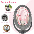 Baby Car Seat Head Support for Newborn, GFU 2 in 1 Infant Car Seat Head Body Support with Strap Pads, Soft Stroller Cushion Pillow Insert for Girls, Fits for Stroller, Swing, Pink