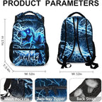 Dinosaur Backpack for Boys, Kids Custom Lightning Bookbag Gift with Name for Kindergarten Primary Senior Middle, 17 Inch Lightweight Cool Personalized Backpacks for School