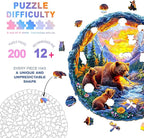 Wooden Puzzles for Adults and Kids - Bear Family Wooden Jigsaw Puzzle - Unique Animal Shaped Wood Puzzles Adult - Creative Birthday Gift Family Game 200pcs