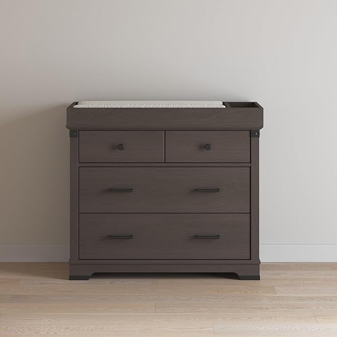 Child Craft Universal Changing Table Topper, Convert Dresser into a Changing Table Surface, Securely Attaches, Non-Toxic, Baby Safe Finish (Dapper Gray)