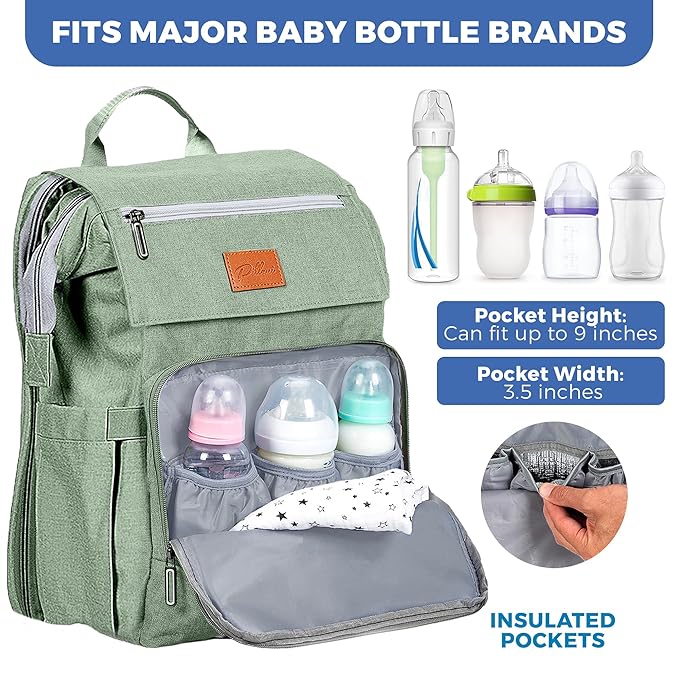 PILLANI Baby Diaper Bag Backpack - Large Bag for Boys & Girls, Waterproof Diaper Backpack - Travel Diaper Bags w/Changing Pad, Baby Registry Search & Shower Gifts - Essentials Must Haves Newborn Stuff