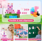 Magnetic Blocks - 100PCS Magnetic Building Block for Kids, Pink Princess Castle Magnet Cubes Sets, Princess Toys for Girls Ages 3 4 5 6 7 8-12 Holiday Birthday Gifts