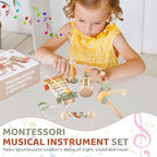 VINJOE Baby Musical Instruments-Toddler Montessori Wooden Musical Toys for Kids, Neutral Colors Percussion Instruments Set Early Learning Musical Toys for Preschool Educational Birthday Gifts