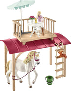 Schleich Horse Club - 95PC Sofia's Secret Camper Playset with Removable Rooftop Balcony - Includes Camper, Horse and Rider Figurines and Accessories - Modular Play Set for Girls - Kids Ages 5+ | 42593