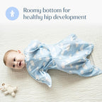 SleepingBaby Zipadee-Zip Transition Swaddle - Cozy Baby Swaddle Blanket with Zipper Convenience - Roomy Wearable Blanket for Easy Diaper Changes - Spring Showers, Large (12-24 Month)