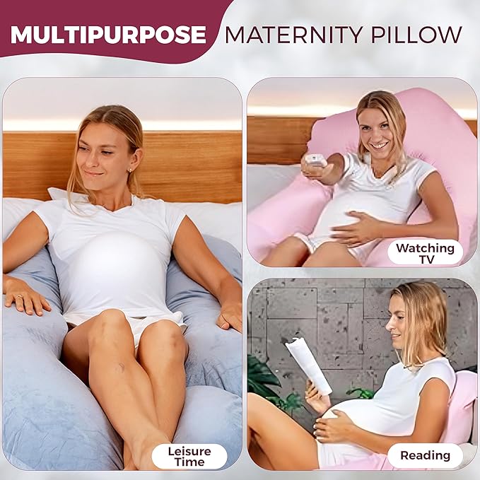 PILLANI Pregnancy Pillows for Sleeping - V C U Shaped Full Body Pillow with Removable Cover, 57inch Cooling Maternity Pillow for Pregnant Women, Support for Back Belly Legs Hip - Pregnancy Must Haves