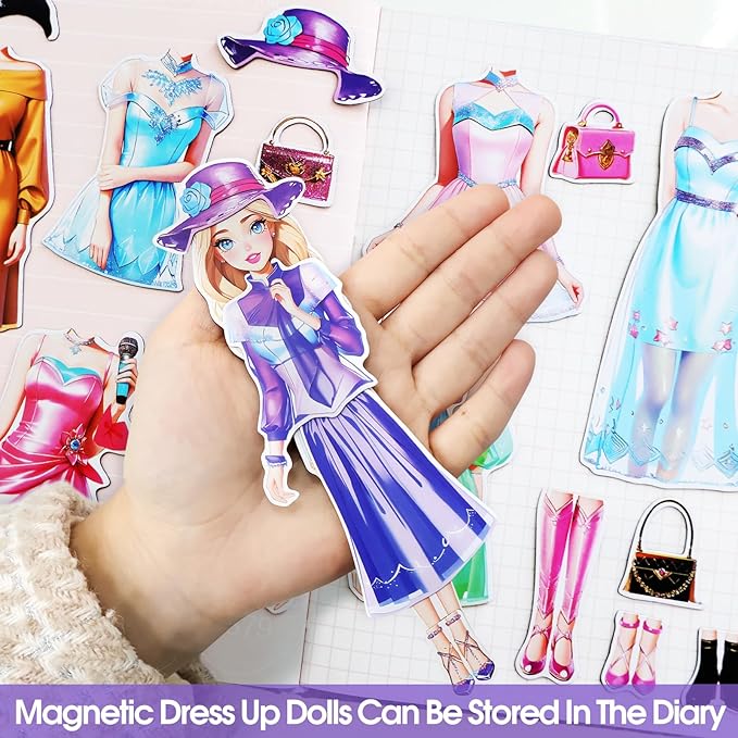 Magnetic Dress Up Dolls, Magnetic Princess Dress Up Paper Dolls, Magnetic Dress Up Dolls for Girls Ages 4-10 Learning Created Imagine Set Birthday Gift (Amy)